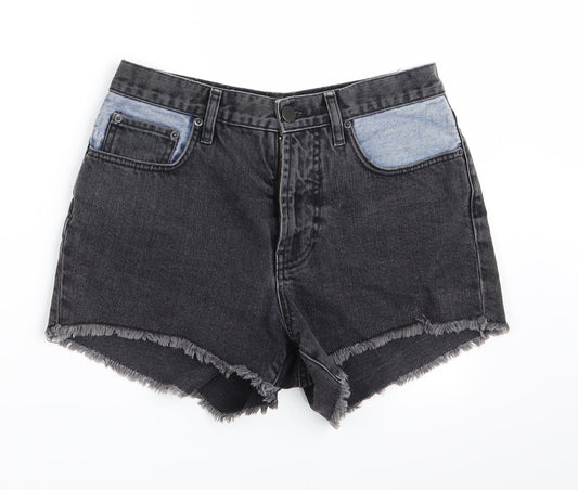 Additional front view of BDG women’s black hot pants shorts