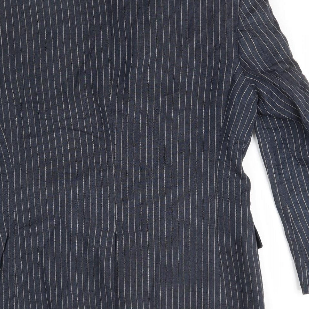 M&S Mens Blue Striped Jacket Blazer Size 36