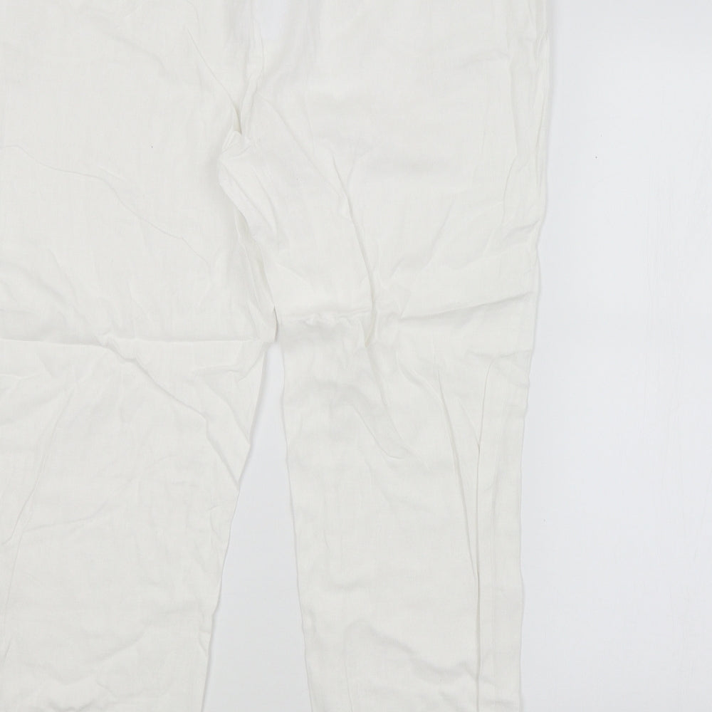 M&S Womens White Trousers Size 18 L25 in