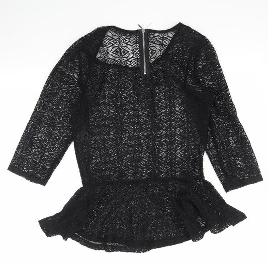 NEXT Womens Black Lace Basic Blouse Size 6 - Peplum