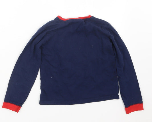 Preworn Girls Blue Geometric Top Pyjama Top Size 3-4 Years - Christmas