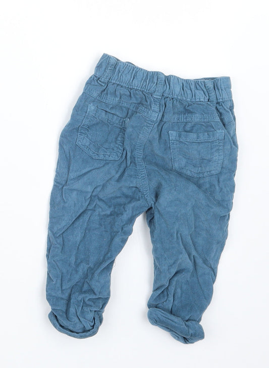 BHS Boys Blue Velvet Cargo Trousers Size 9-12 Months
