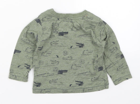 Primark Boys Green Basic T-Shirt Size 9-12 Months - Crocodiles