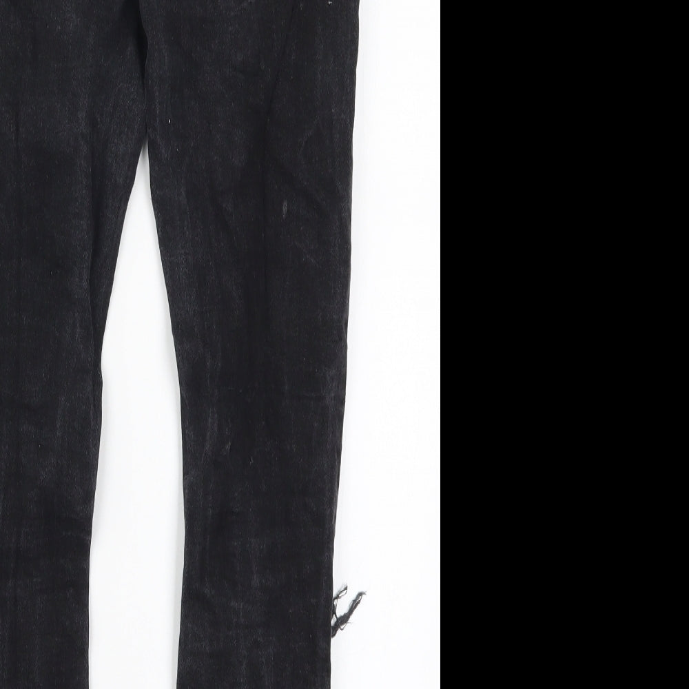 Brand and care label for Denim Co women’s black denim skinny jeans, size UK 12, 26-inch leg