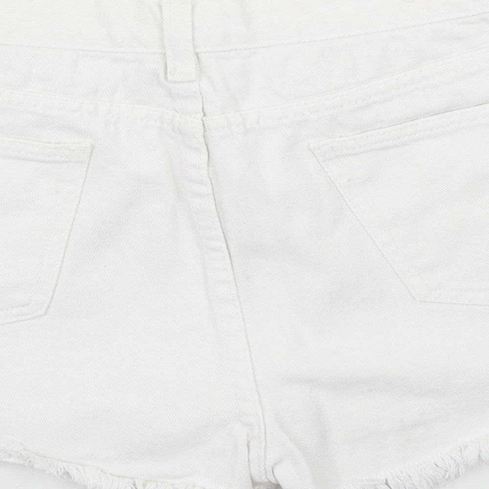 Jeans Womens White Denim Hot Pants Shorts Size M