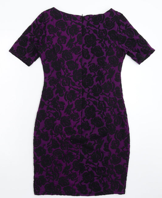K&D London Womens Purple Floral Bodycon Size 10