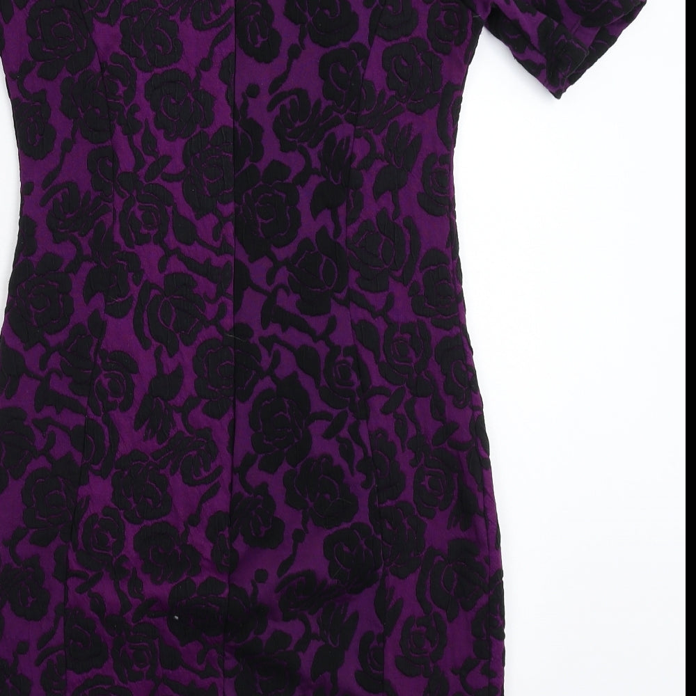 K&D London Womens Purple Floral Bodycon Size 10