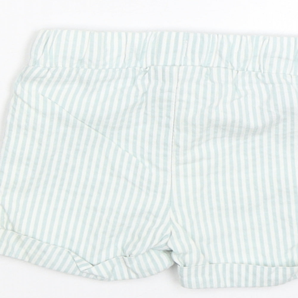 M&S Baby Blue Striped Cropped Trousers Size 0-3 Months