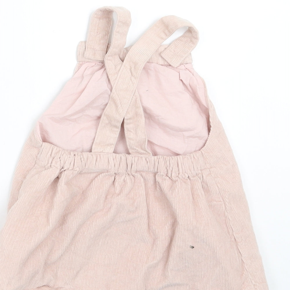 Marks and Spencer Girls Pink Corduroy Pinafore/Dungaree Dress Size 6-9 Months