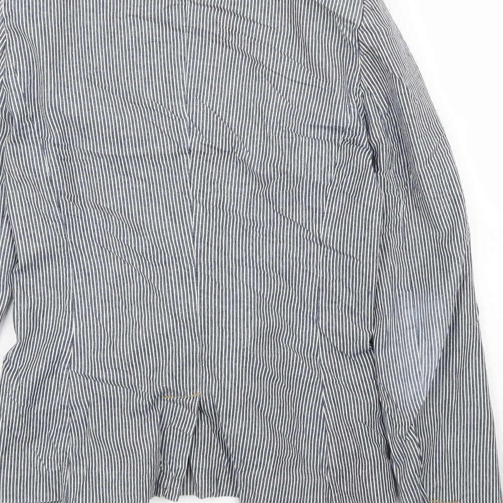 H&M Womens Blue Striped Jacket Blazer Size 10