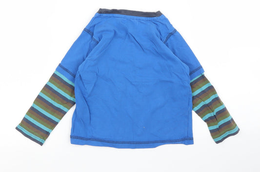 M&S Boys Blue Striped Basic T-Shirt Size 3 Years