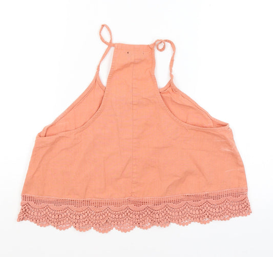 Boohoo Womens Orange Cropped Tank Size 14