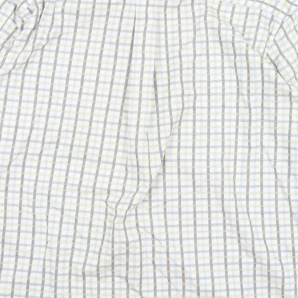 Kirkland Mens White Check Button-Up Size L