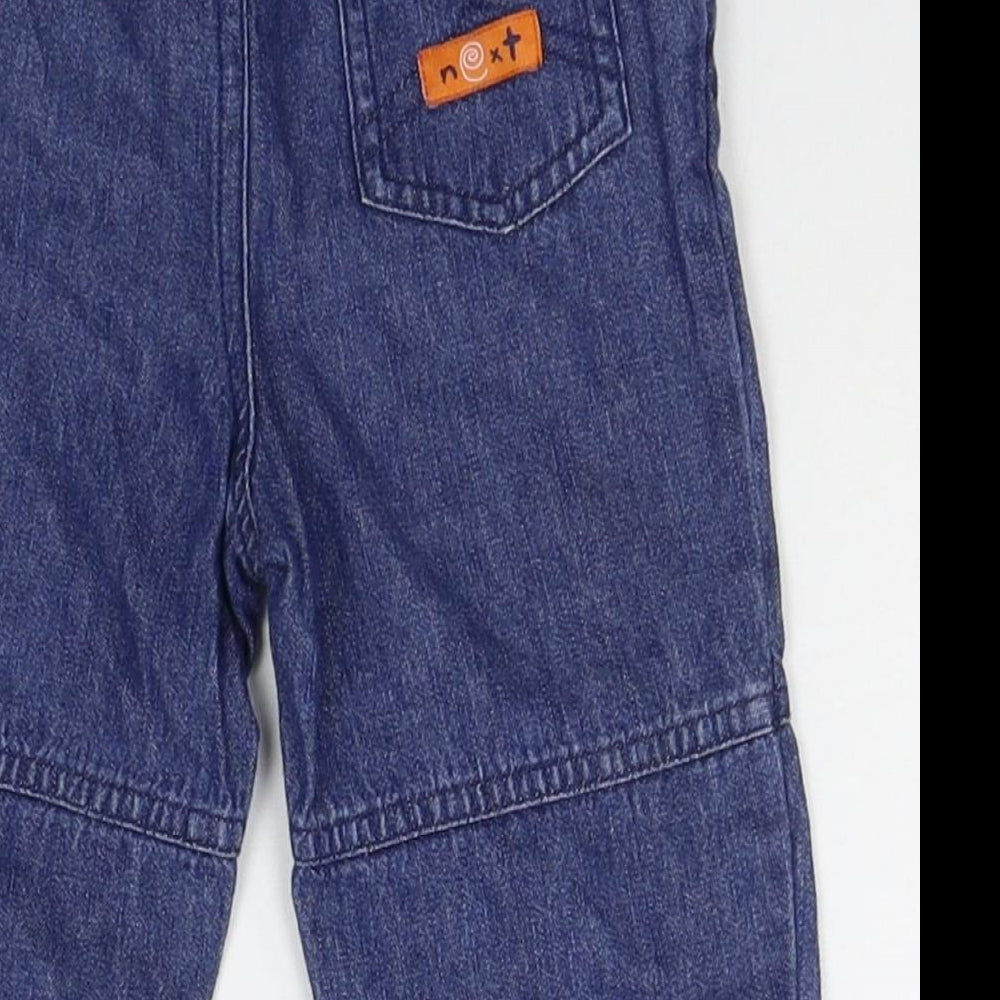 Brand and care label for Next Baby Blue Jogger Jeans, size 6-9, Months