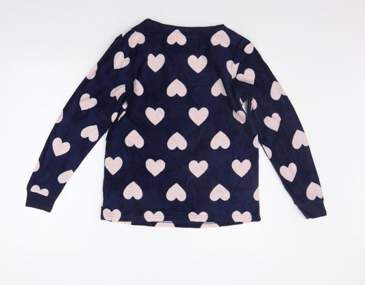 DEBNHAMS Womens Blue Geometric Top Pyjama Top Size 8 - HEARTS