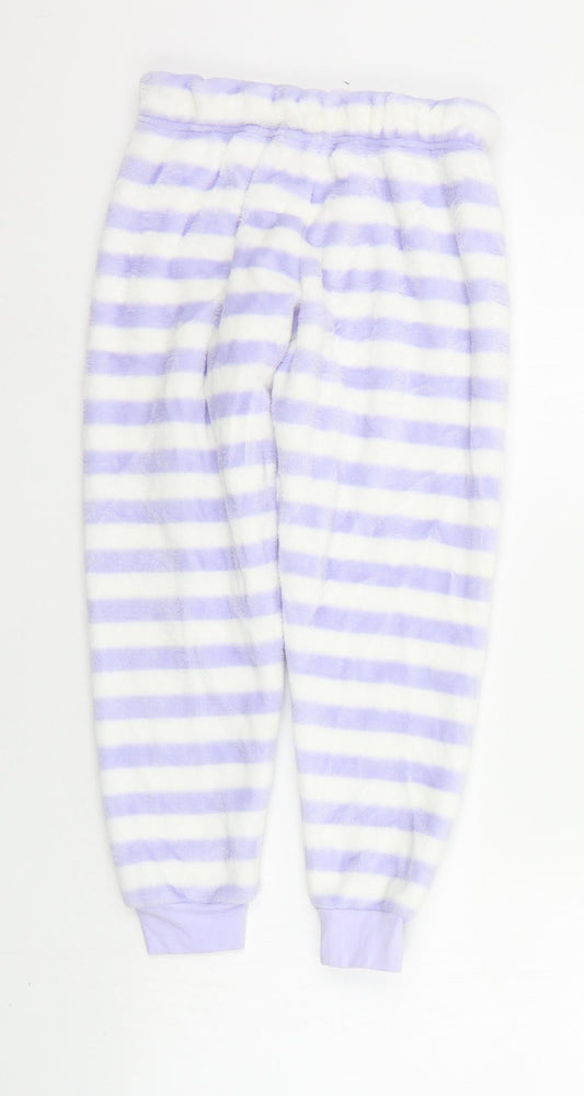 Marks and Spencer Girls Purple Striped Top Pyjama Pants Size 7-8 Years