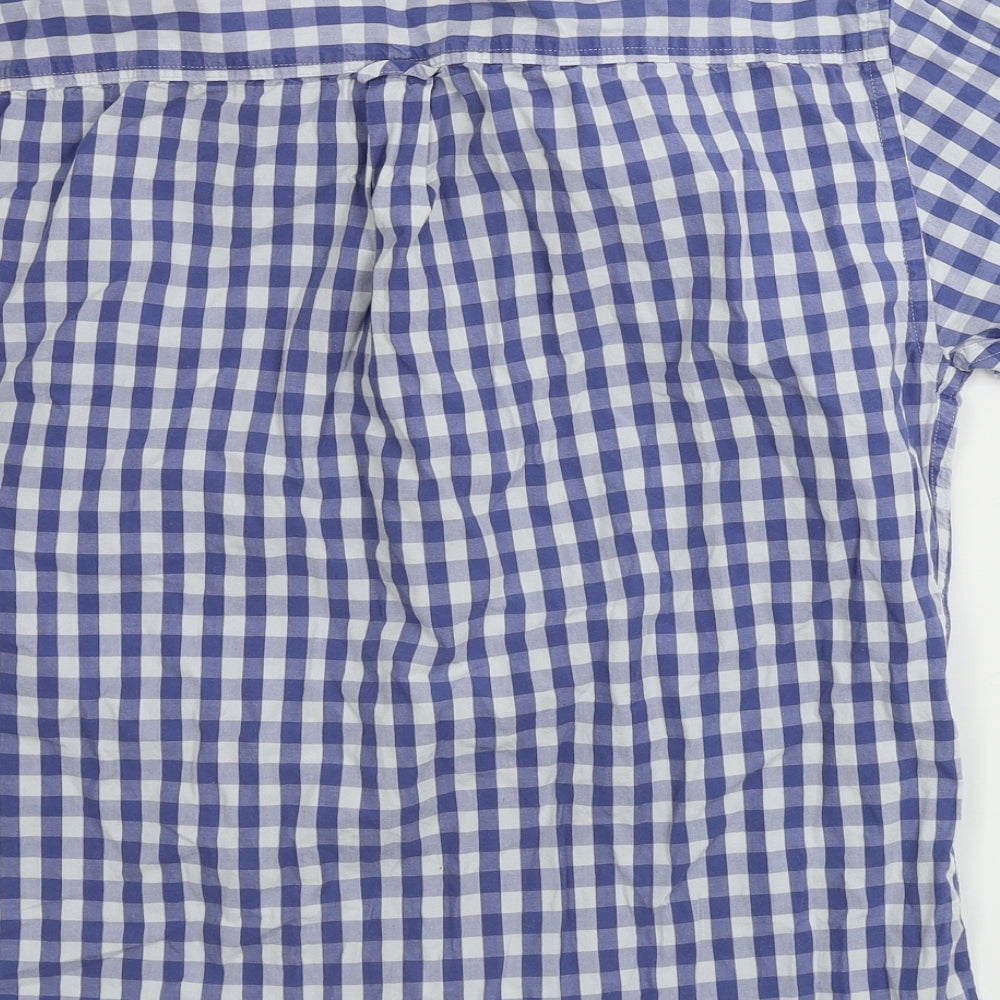 Avenue Mens Blue Check Button-Up Size M