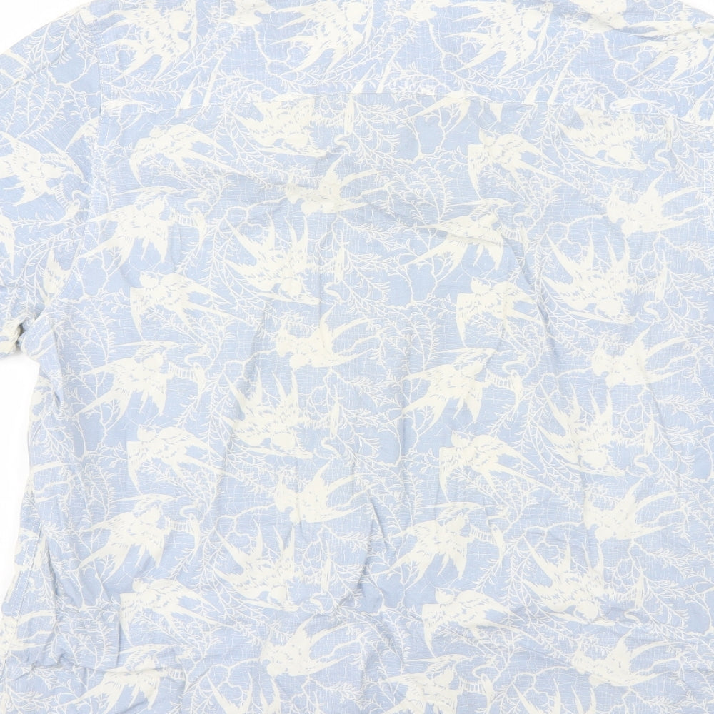 ACW85 Mens Blue Geometric Button-Up Size L