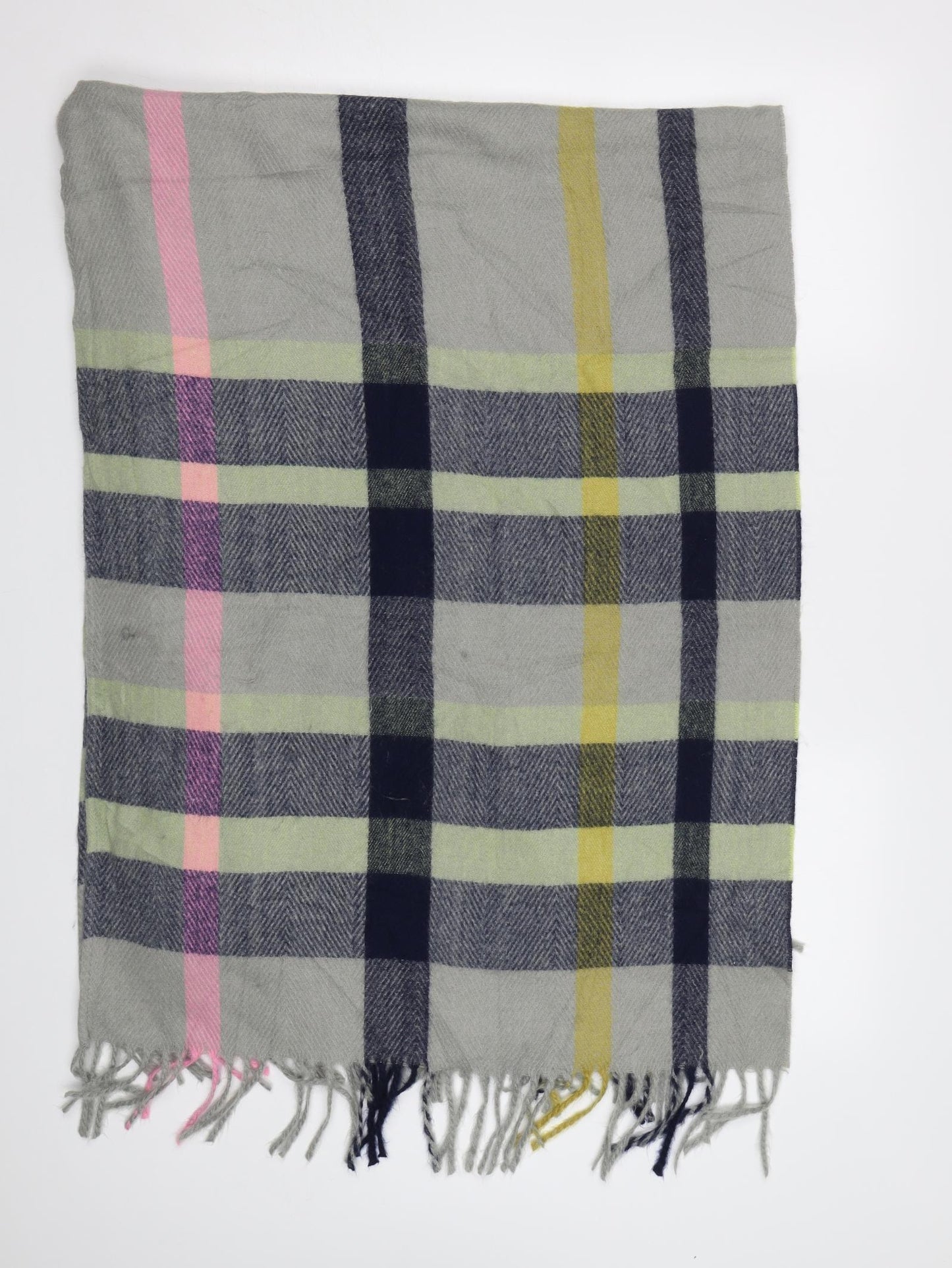 M&S Unisex Grey Check Shawl/Wrap