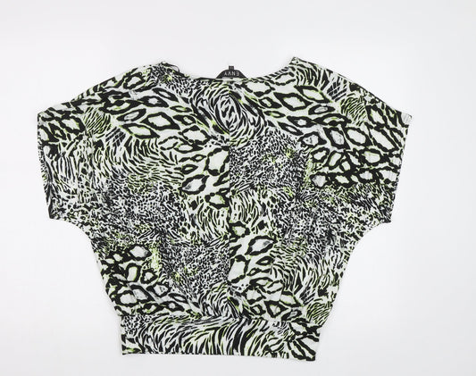 Envy Womens Green Animal Print Basic Blouse Size 12