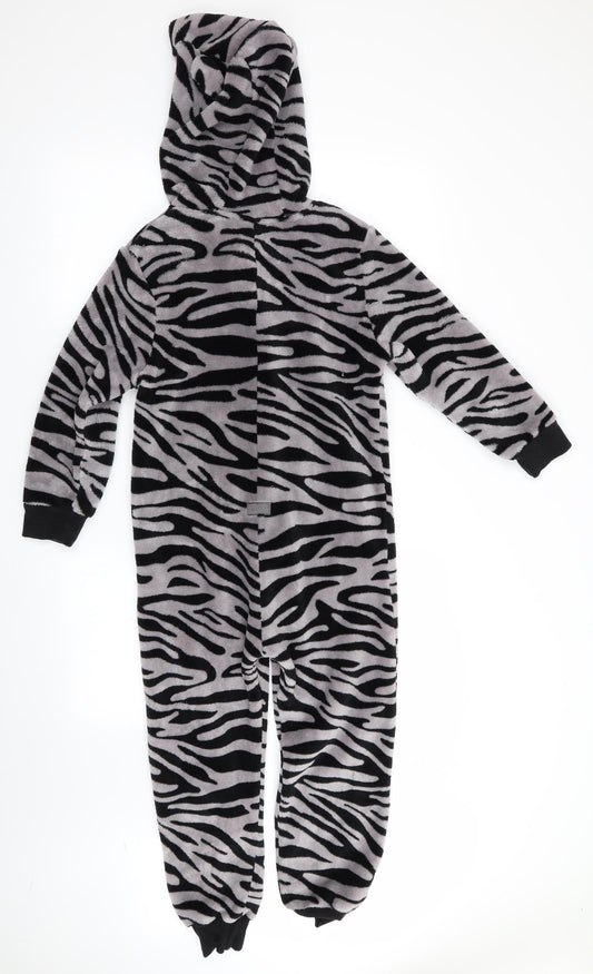 NEXT Girls Black Animal Print One Piece - Zebra Print