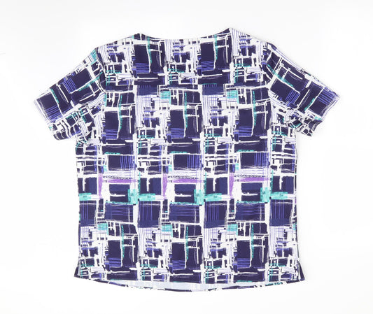 Vortex Womens Blue Check Basic Blouse Size 14
