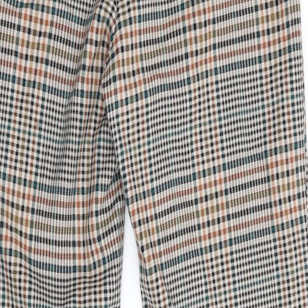 H&M Womens Green Check Cropped Trousers L27 in