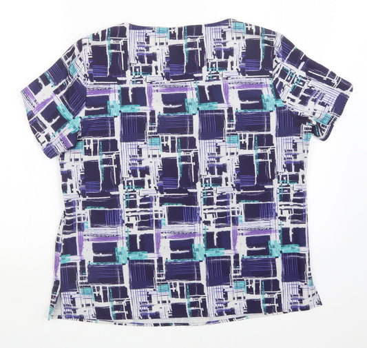 Vortex Womens Multicoloured Geometric Basic Blouse Size 14