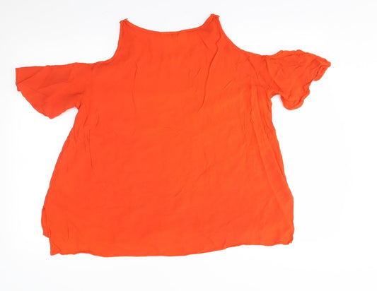 Peacocks Womens Orange Basic Blouse Size 14 - open shoulders