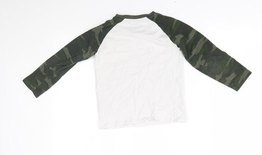 Matalan Boys White Camouflage Basic T-Shirt Size 6 Years