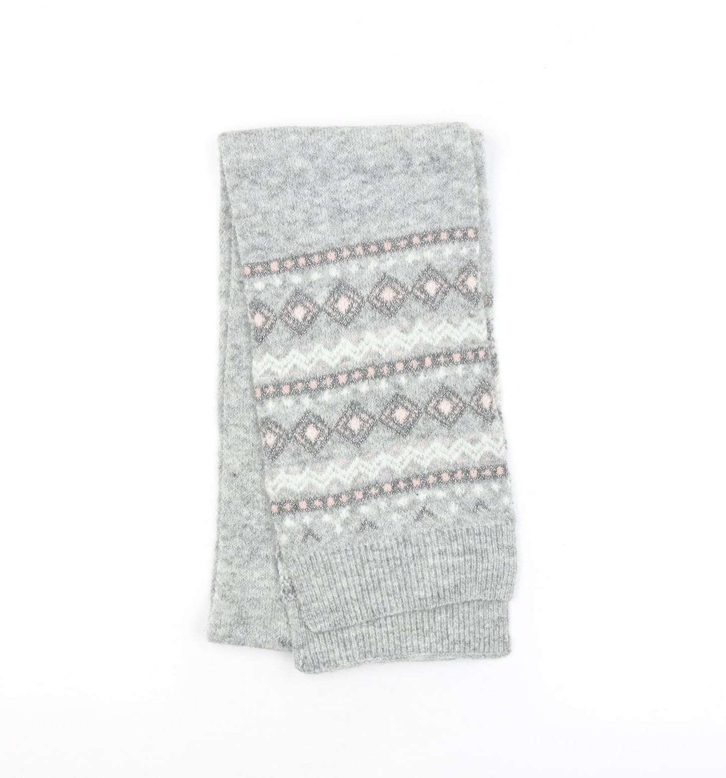 Avenue Womens Grey Argyle/Diamond Scarf