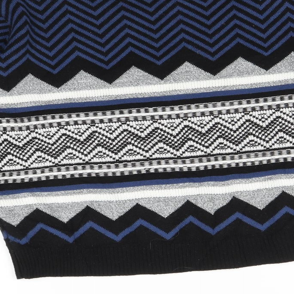 Brand and care label for Cooperative men’s multicoloured argyle/diamond jumper, size XS