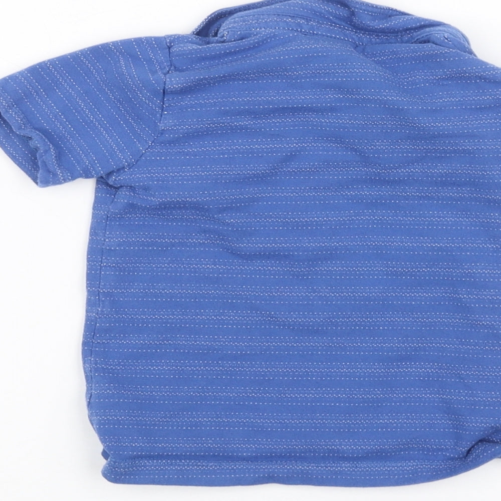 Brand and care label for Mini Club Baby Blue Basic Polo, size 18-24, Months