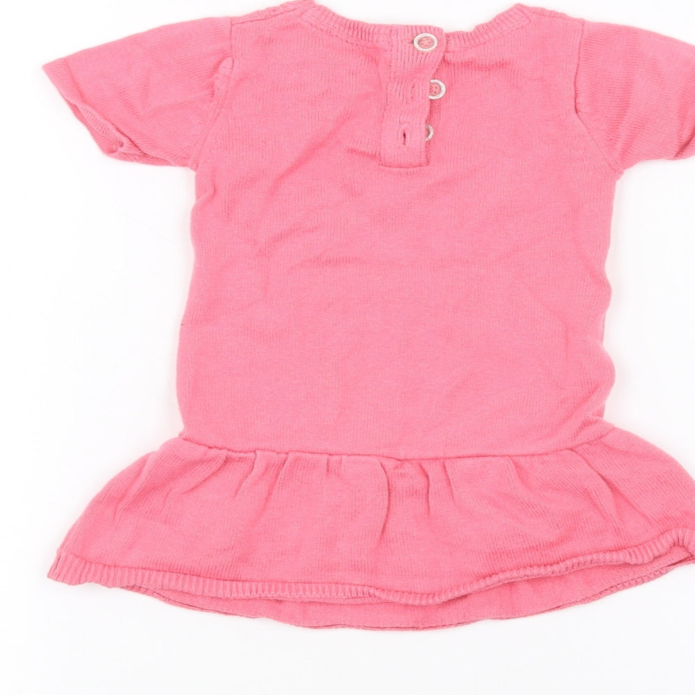 Brand and care label for BHS Baby Pink Basic T-Shirt, size 3-6, Months