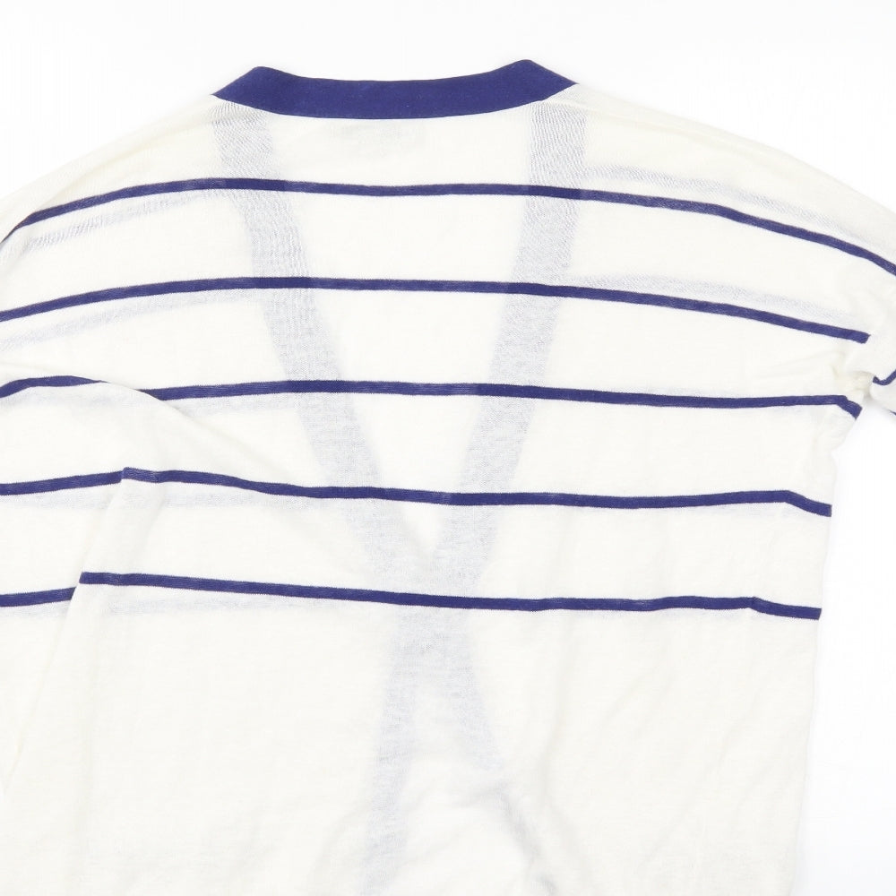 Gap Womens White Striped Cardigan Jumper
