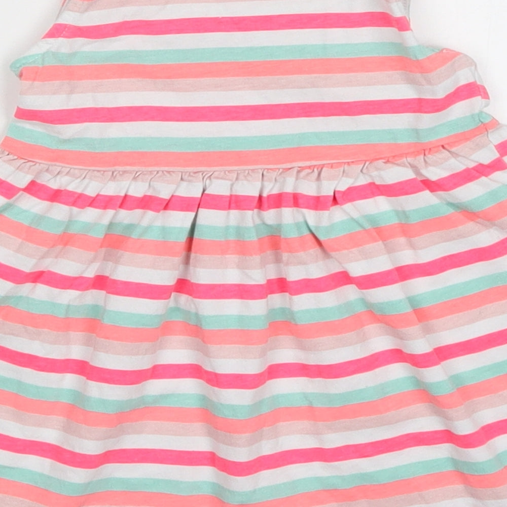 Primark Girls Pink Striped Skater Dress Size 9-12 Months