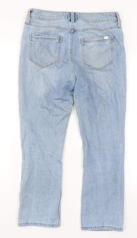 F&F Womens Blue Denim Straight Jeans Size 8 L24 in