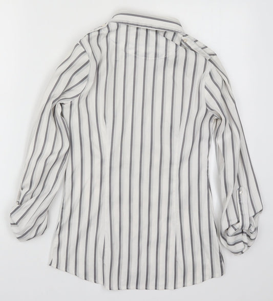 NEXT Womens White Striped Basic Button-Up Size 6