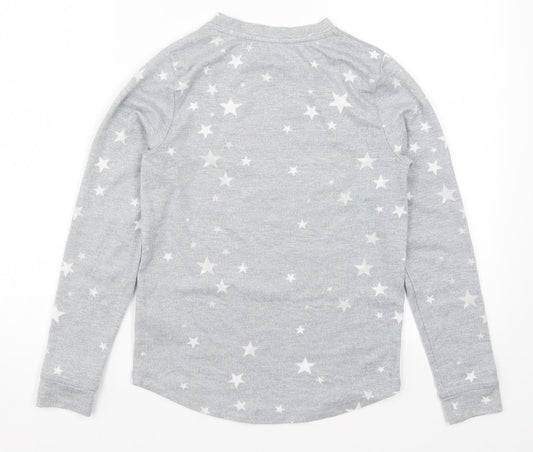 Peacocks Girls Grey Geometric Top Pyjama Top Size 10-11 Years - Stars