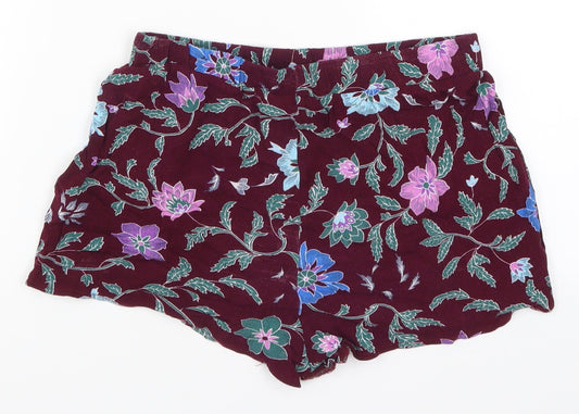 Diffuse Womens Red Floral Mom Shorts Size 8 - Burgundy