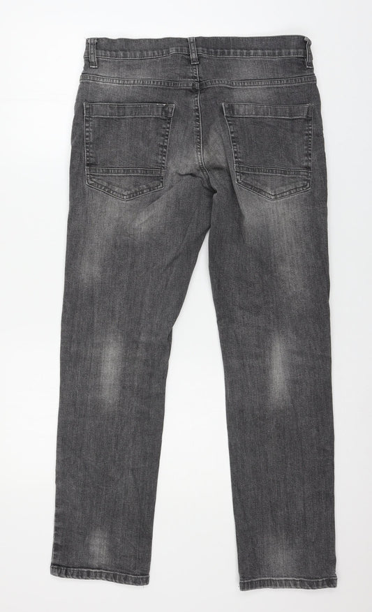 F&F Womens Grey Denim Straight Jeans Size 34 in L30 in