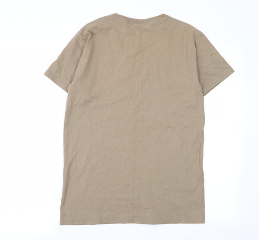Gildan Mens Beige T-Shirt Size S