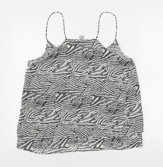 H&M Womens White Animal Print Basic Blouse Size 10