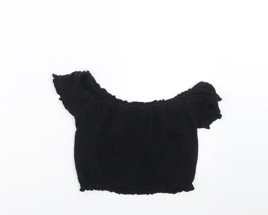 New Look Womens Black Cropped T-Shirt Size 8
