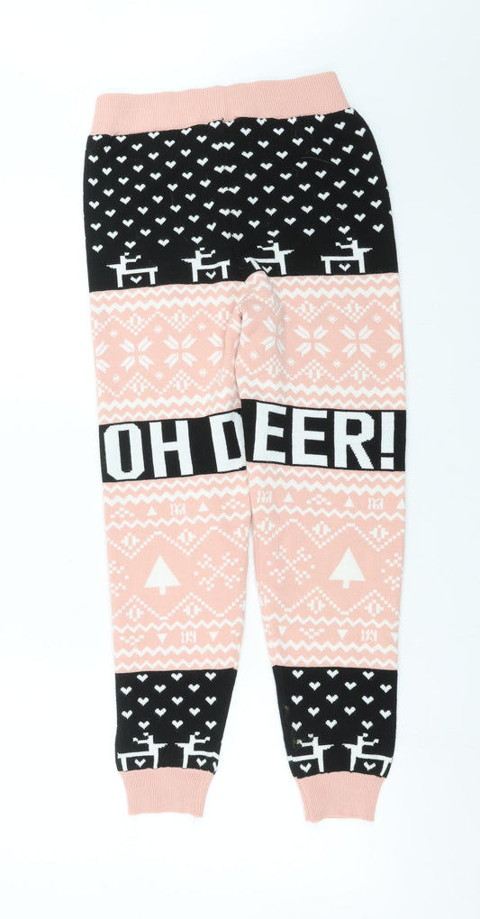 New Look Girls Pink Geometric Knit Pyjama Pants Size 10-11 Years