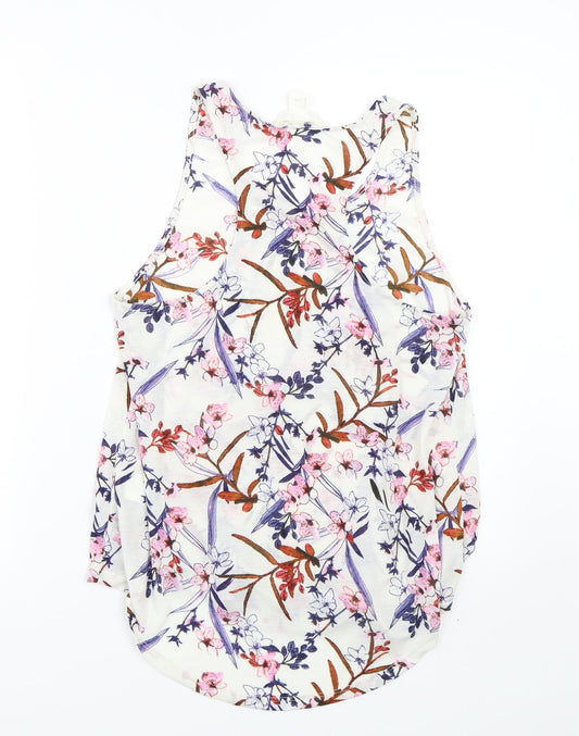 H&M Womens White Floral Basic Tank Size S