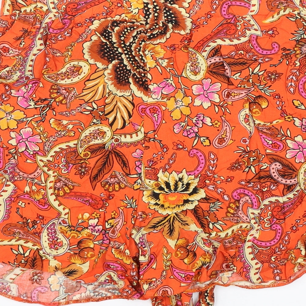 Dorothy Perkins Womens Orange Paisley Paperbag Shorts Size 8