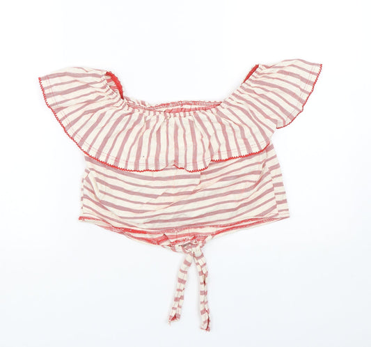Miss Selfridge Womens Red Striped Basic T-Shirt Size 10