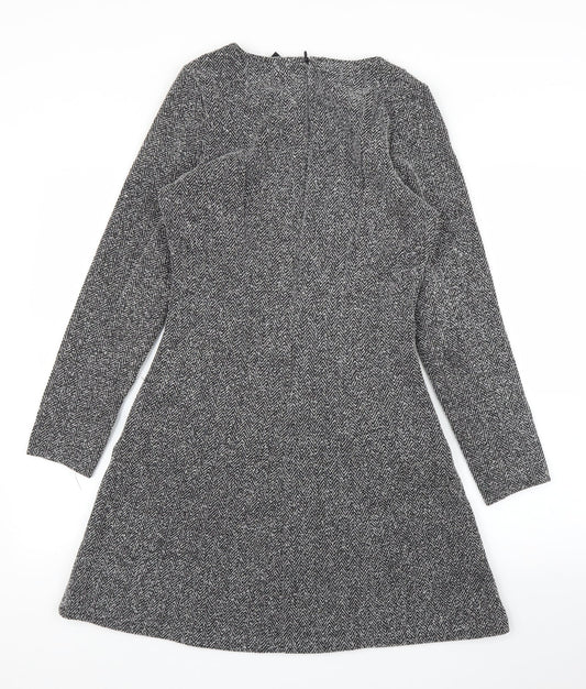 H&M Womens Grey Herringbone A-Line Size 10