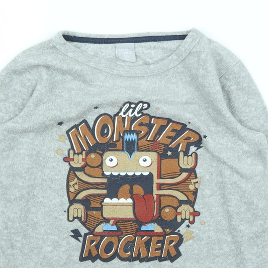 Sleep Wear Boys Grey Fleece Pullover Jumper Size 5 Years - PJ top